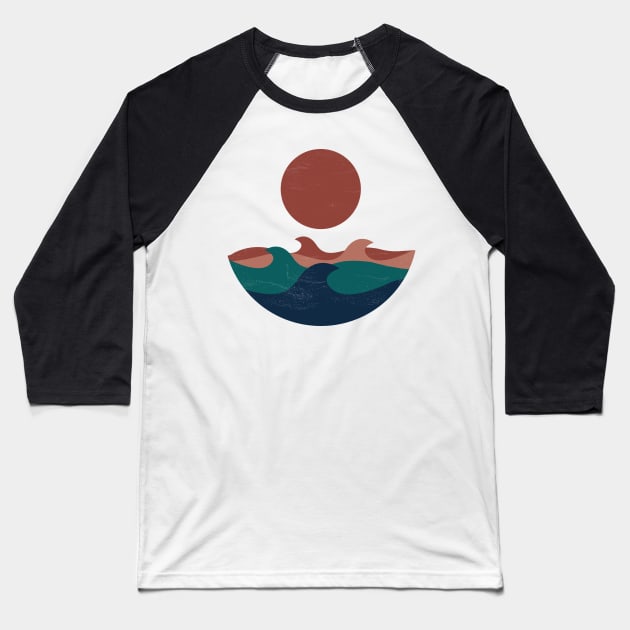 Boho Style Waves and sun Design Hipster pallet Baseball T-Shirt by JDP Designs